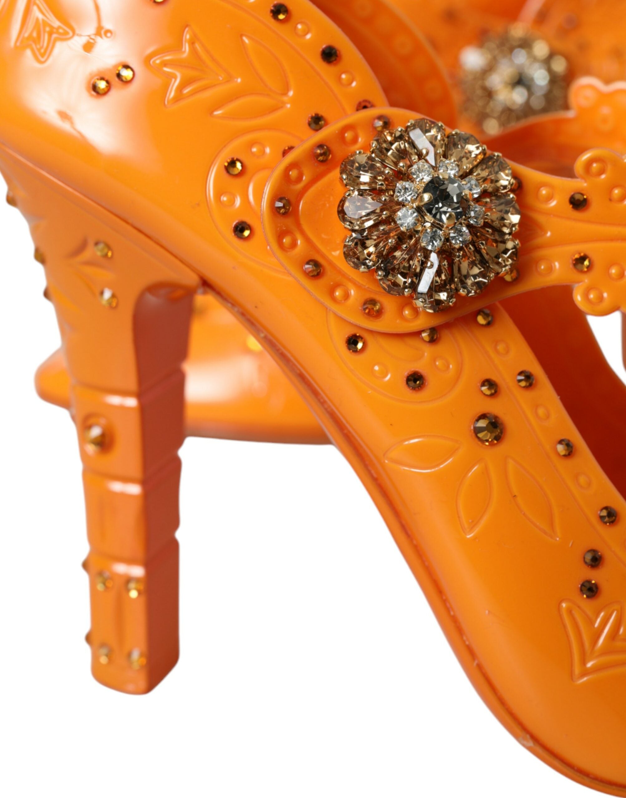 Παπούτσια Dolce &amp; Gabbana Orange CINDERELLA Floral Crystal Pumps