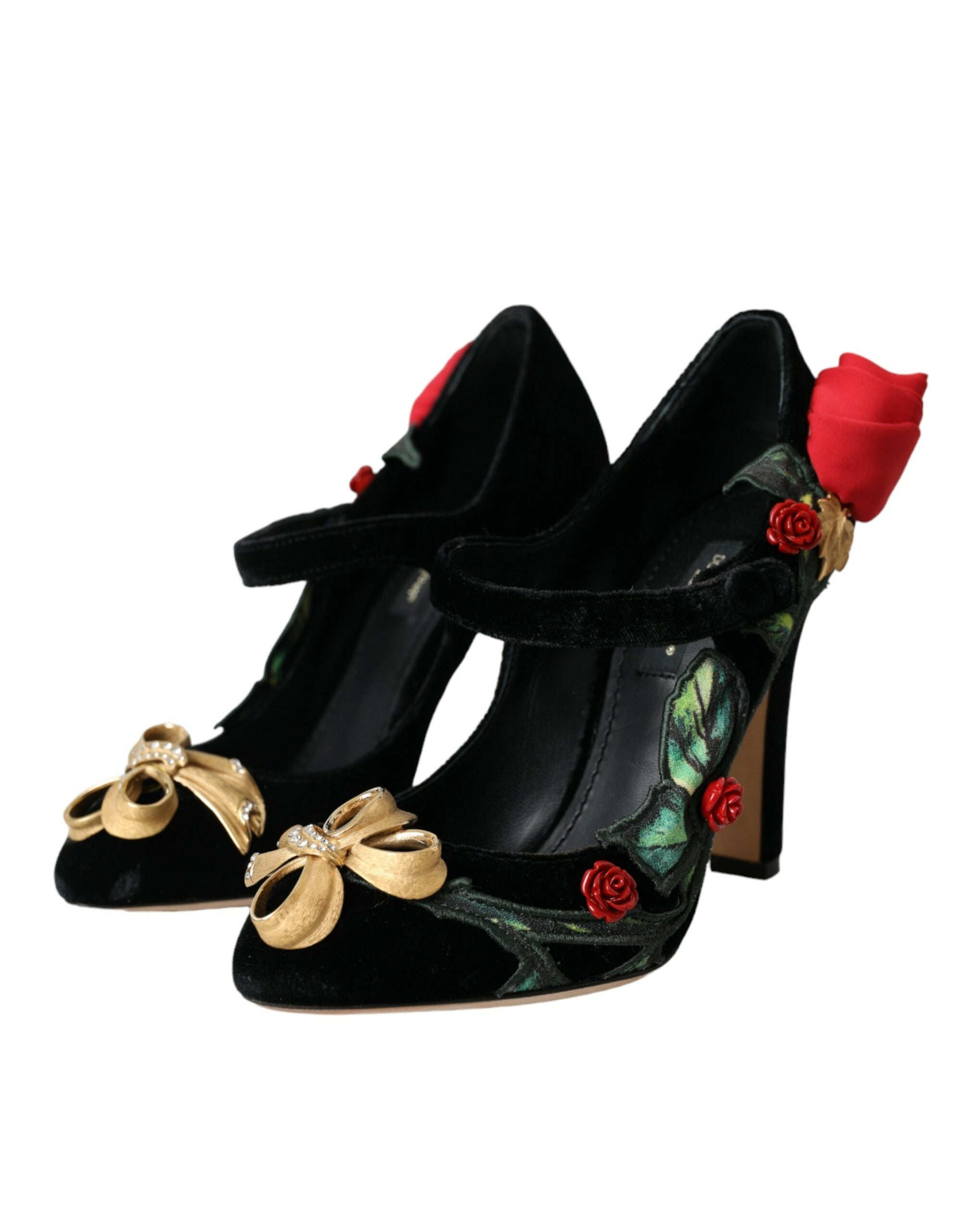 Παπούτσια Mary Jane από κρυστάλλινη καρφίτσα Dolce &amp; Gabbana Black Roses