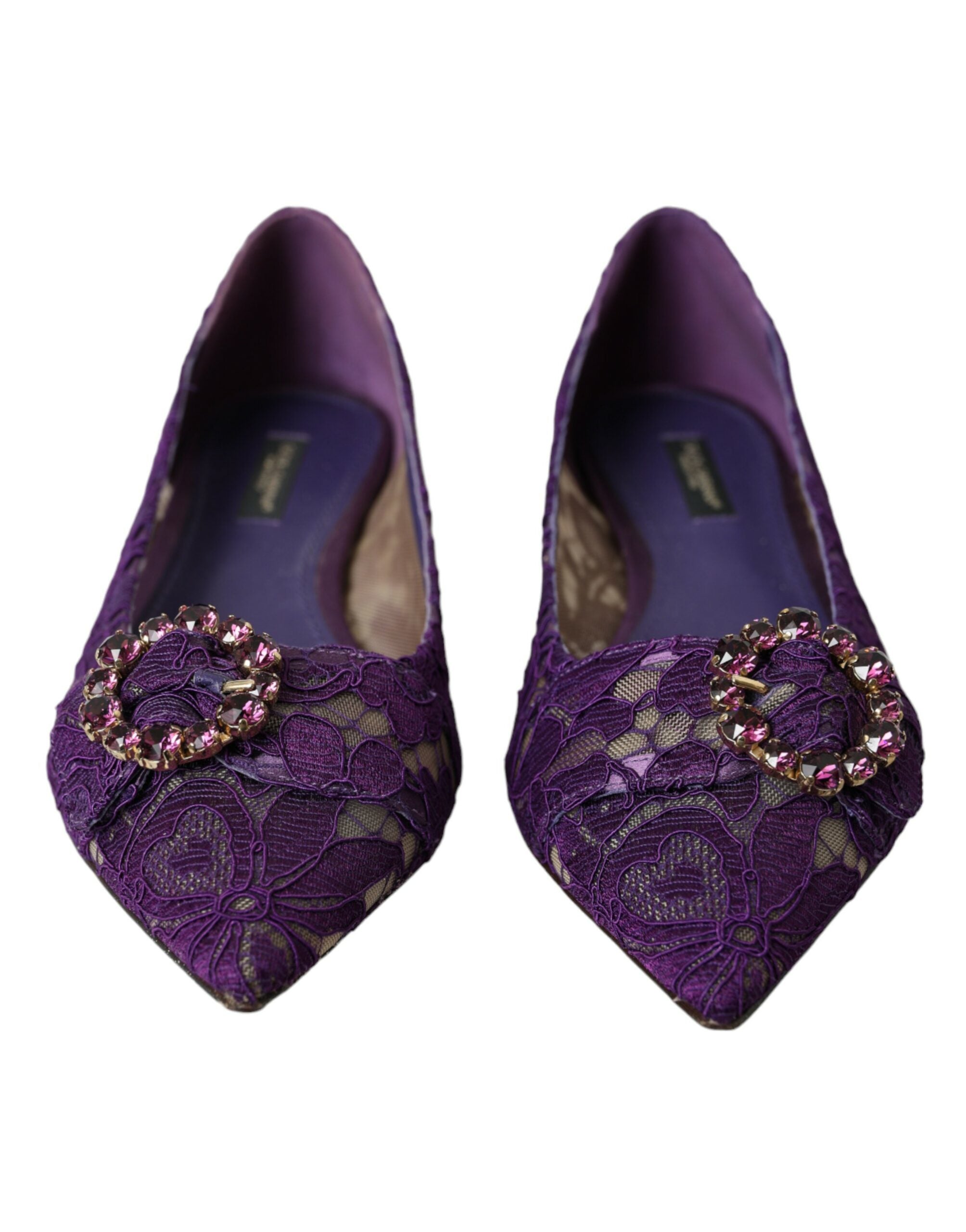 Παπούτσια Dolce &amp; Gabbana Purple Taormina Lace Crystal Loafers