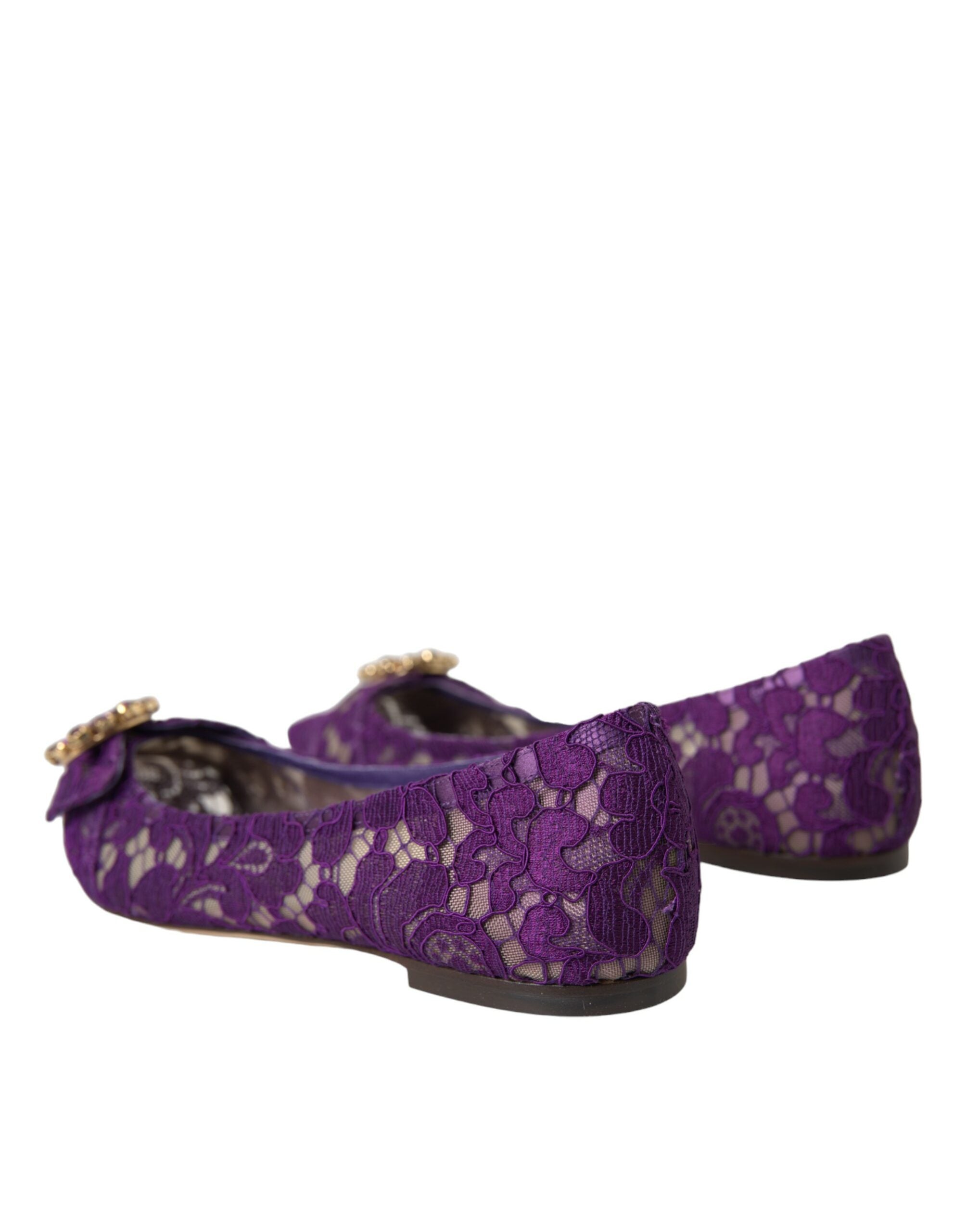 Παπούτσια Dolce &amp; Gabbana Purple Taormina Lace Crystal Loafers