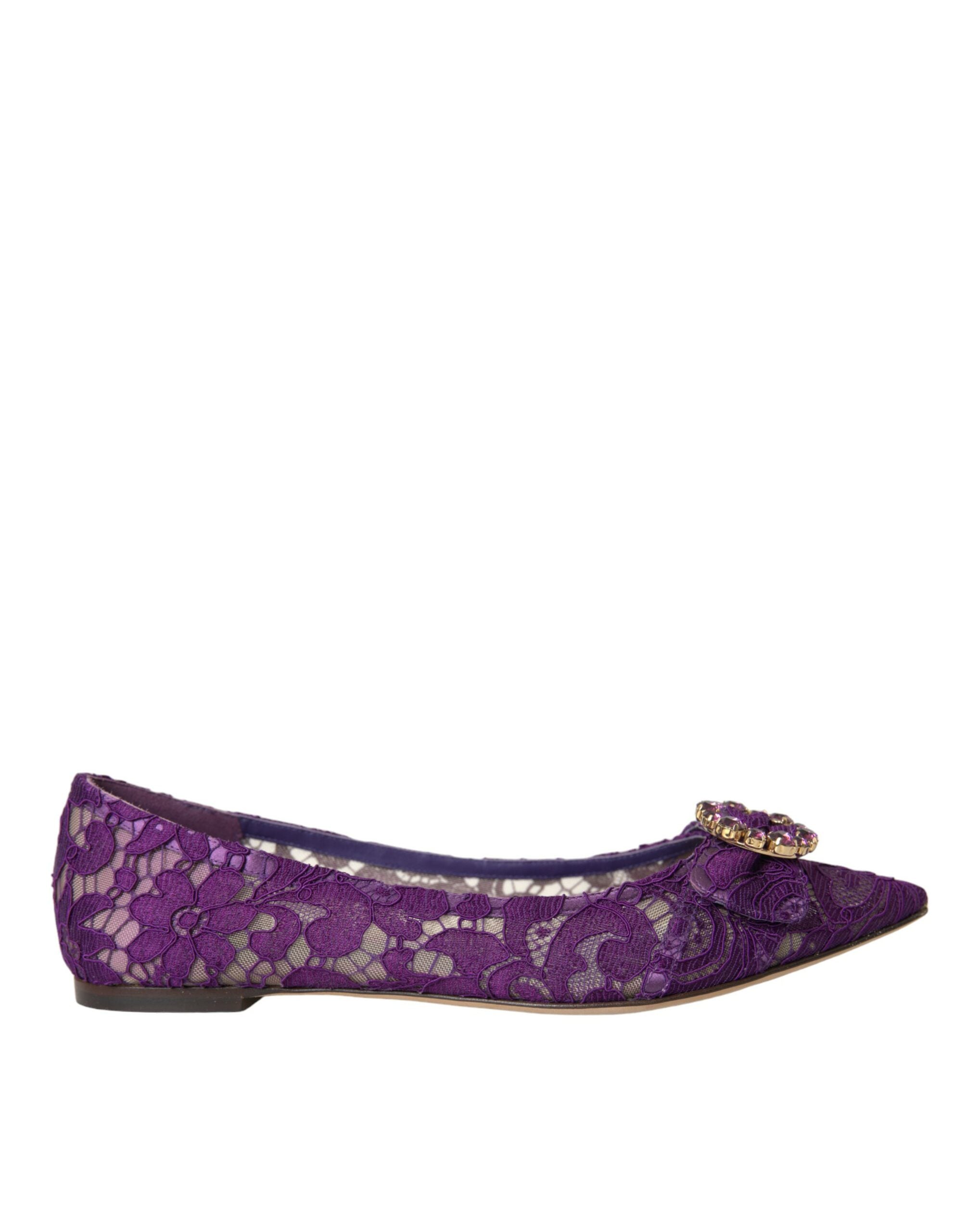 Παπούτσια Dolce &amp; Gabbana Purple Taormina Lace Crystal Loafers