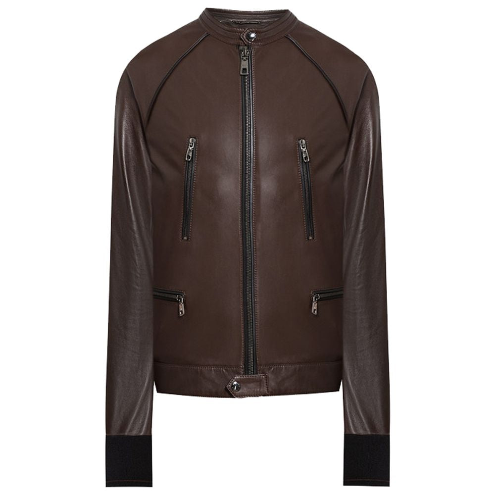 Μπουφάν Dolce &amp; Gabbana Brown Leather Di Lambskin Jacket