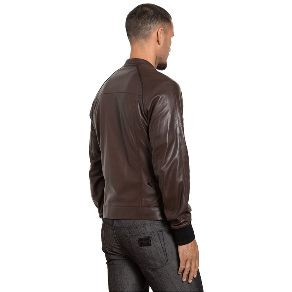 Μπουφάν Dolce &amp; Gabbana Brown Leather Di Lambskin Jacket