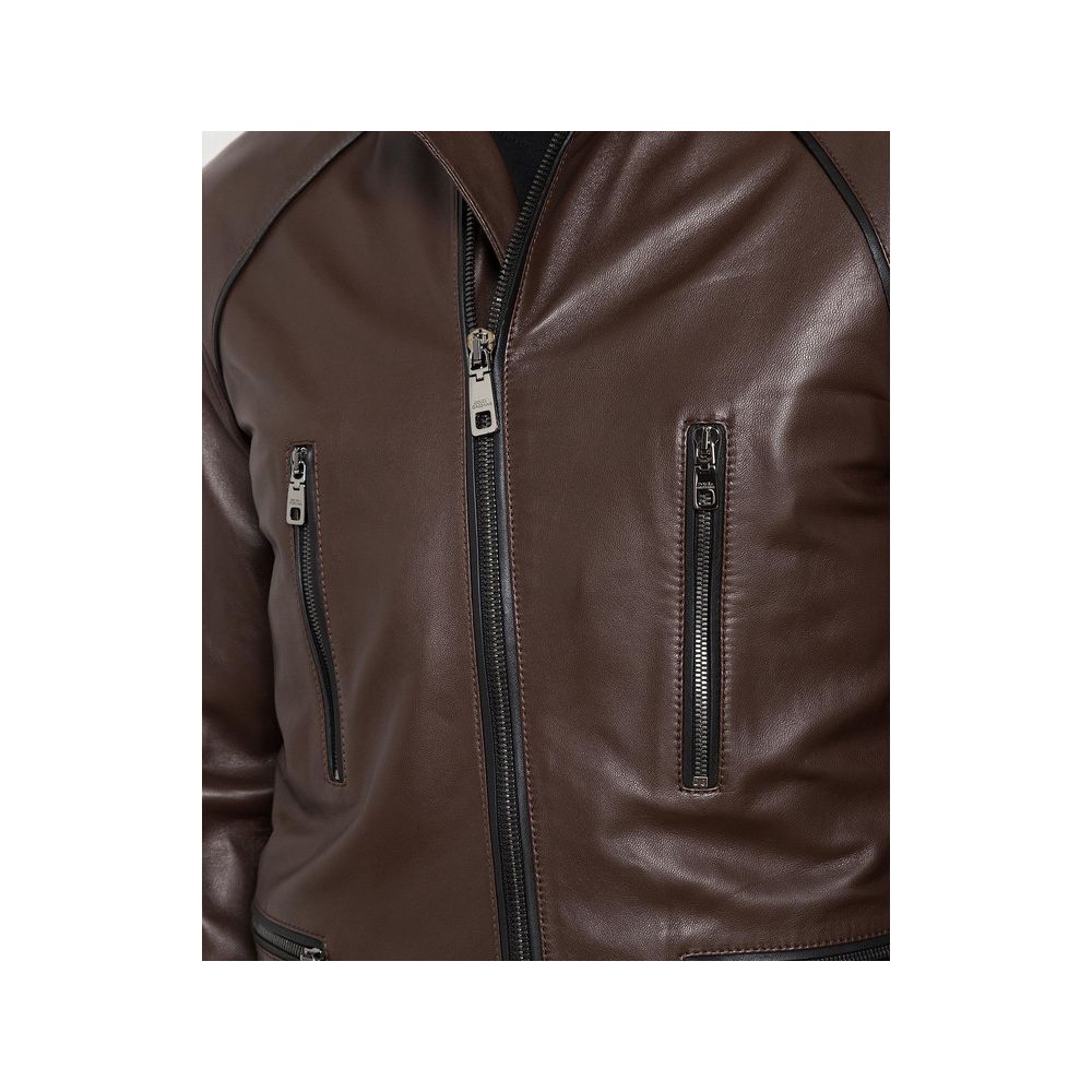 Μπουφάν Dolce &amp; Gabbana Brown Leather Di Lambskin Jacket