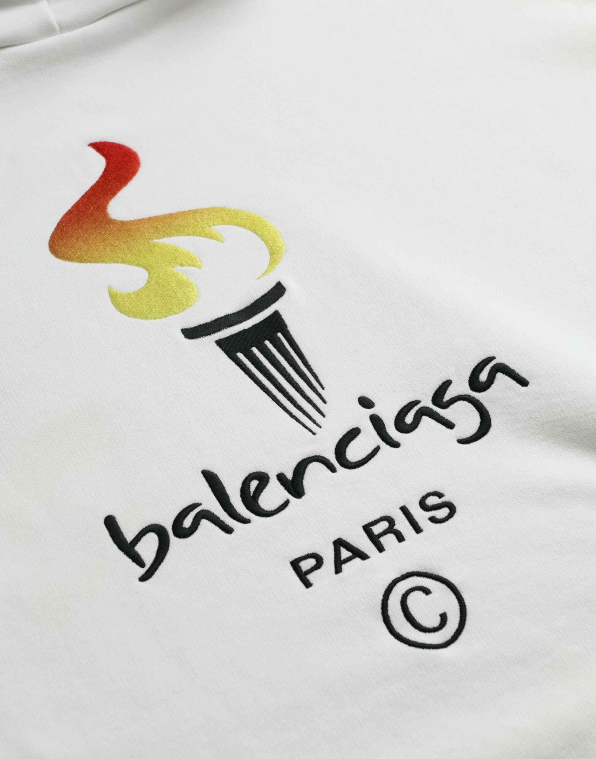 Πουλόβερ πουλόβερ με κουκούλα Balenciaga White Cotton Logo