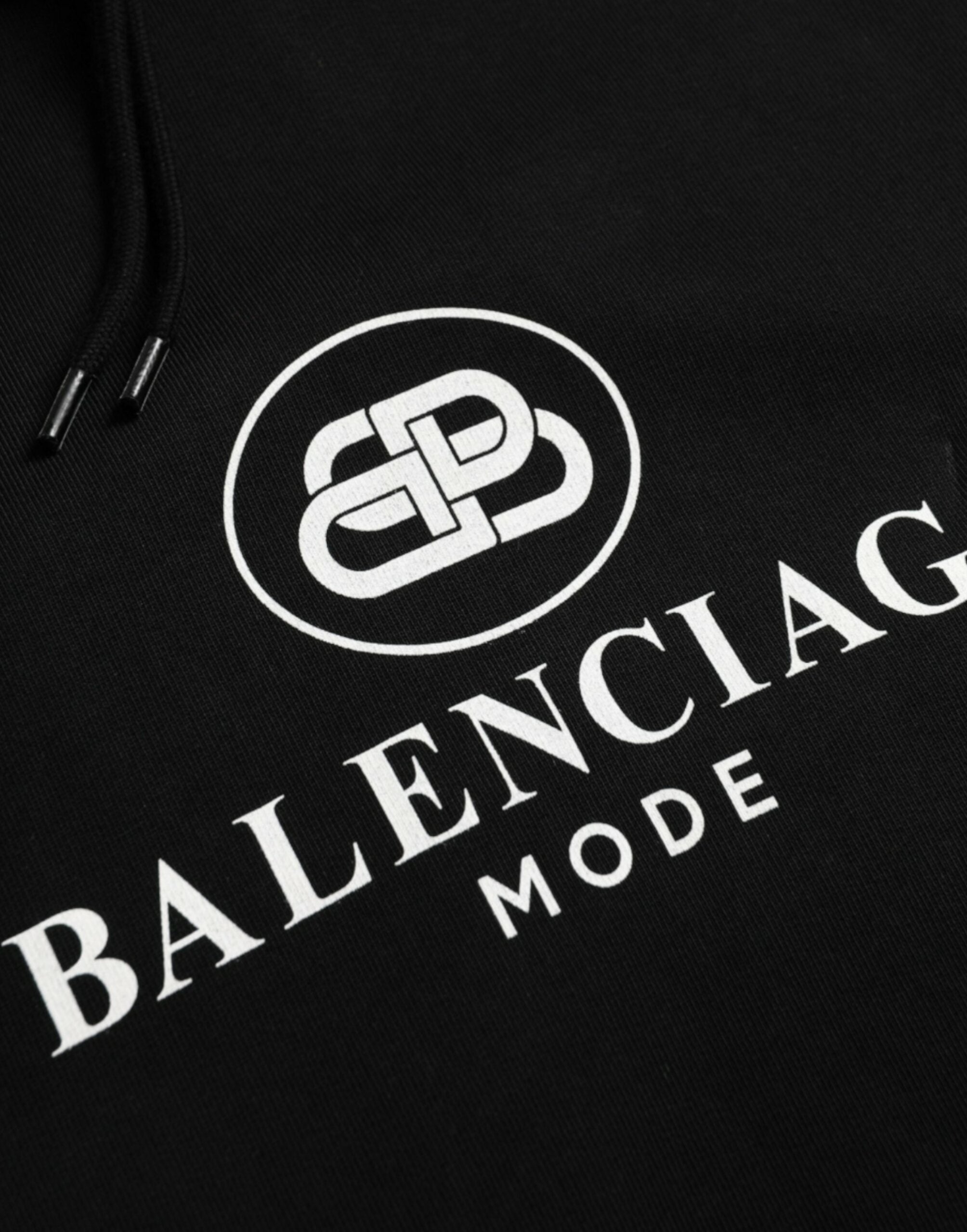 Balenciaga Μαύρη Βαμβακερή Κουκούλα Με Λογότυπο Πουλόβερ Φούτερ