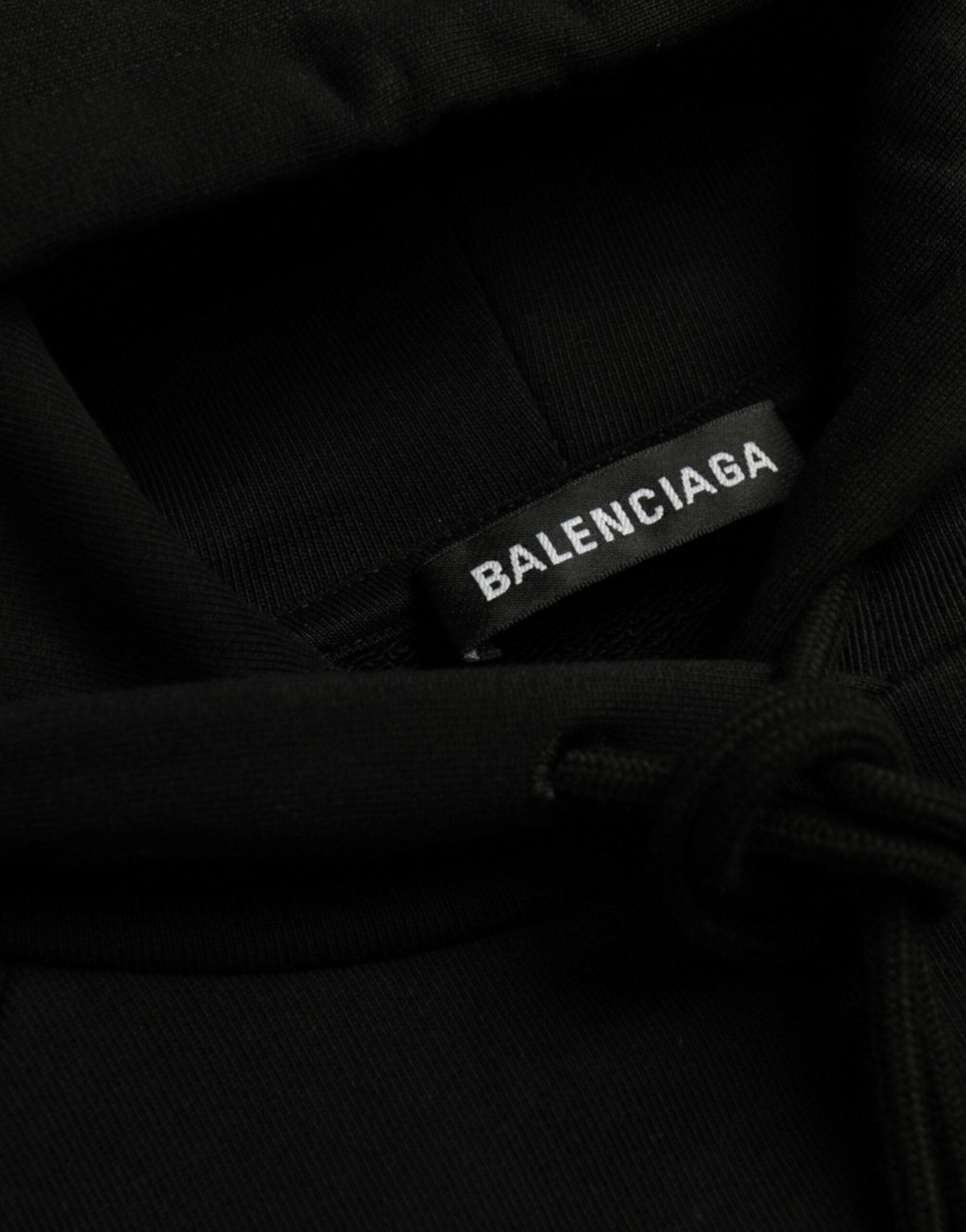 Balenciaga Μαύρη Βαμβακερή Κουκούλα Με Λογότυπο Πουλόβερ Φούτερ