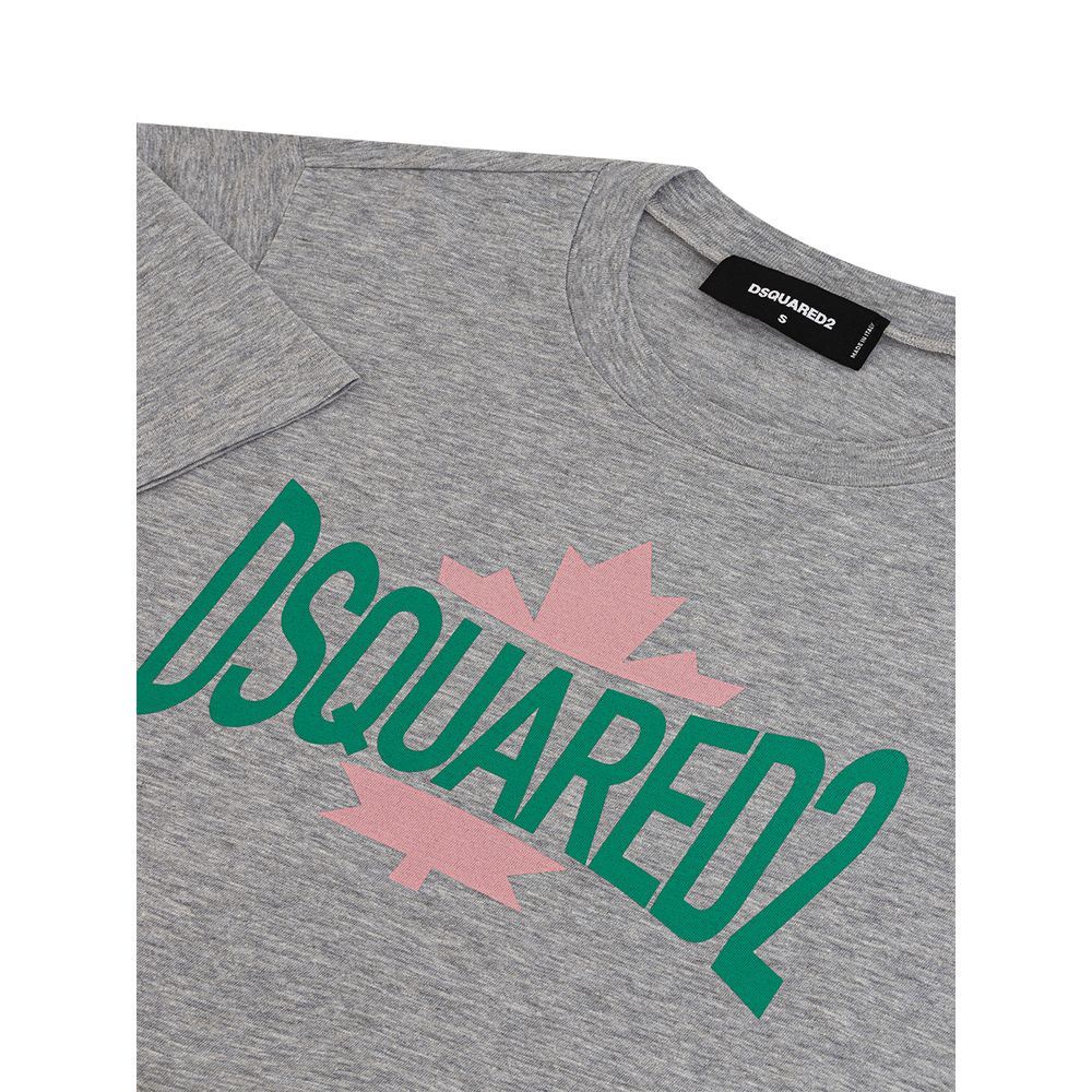 Dsquared² Κομψό γκρι βαμβακερό μπλουζάκι για τη σύγχρονη γυναίκα