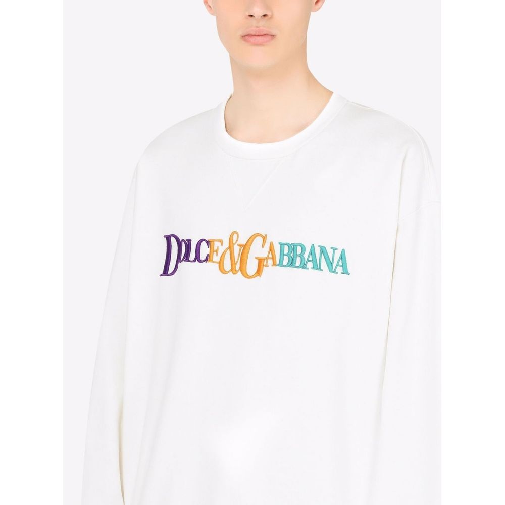 Λευκό βαμβακερό πουλόβερ Dolce &amp; Gabbana