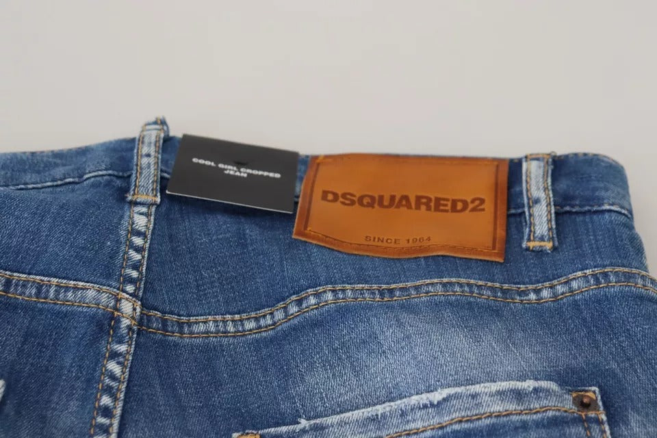 Dsquared² Blue Cotton Low Waist Cropped Cool Girl Denim Jeans