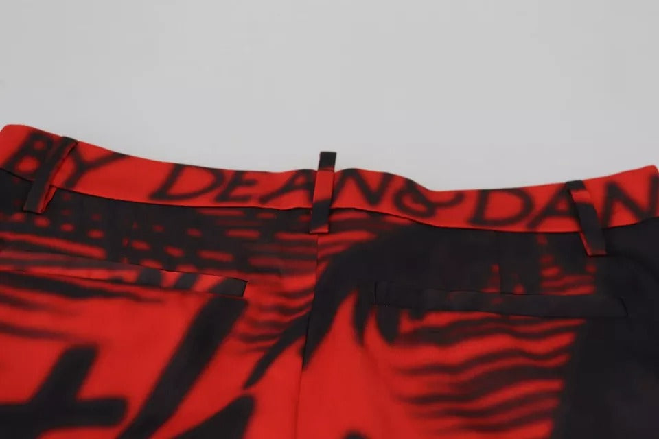 Ψηλόμεσο ίσιο παντελόνι Dsquared² με κόκκινο στάμπα