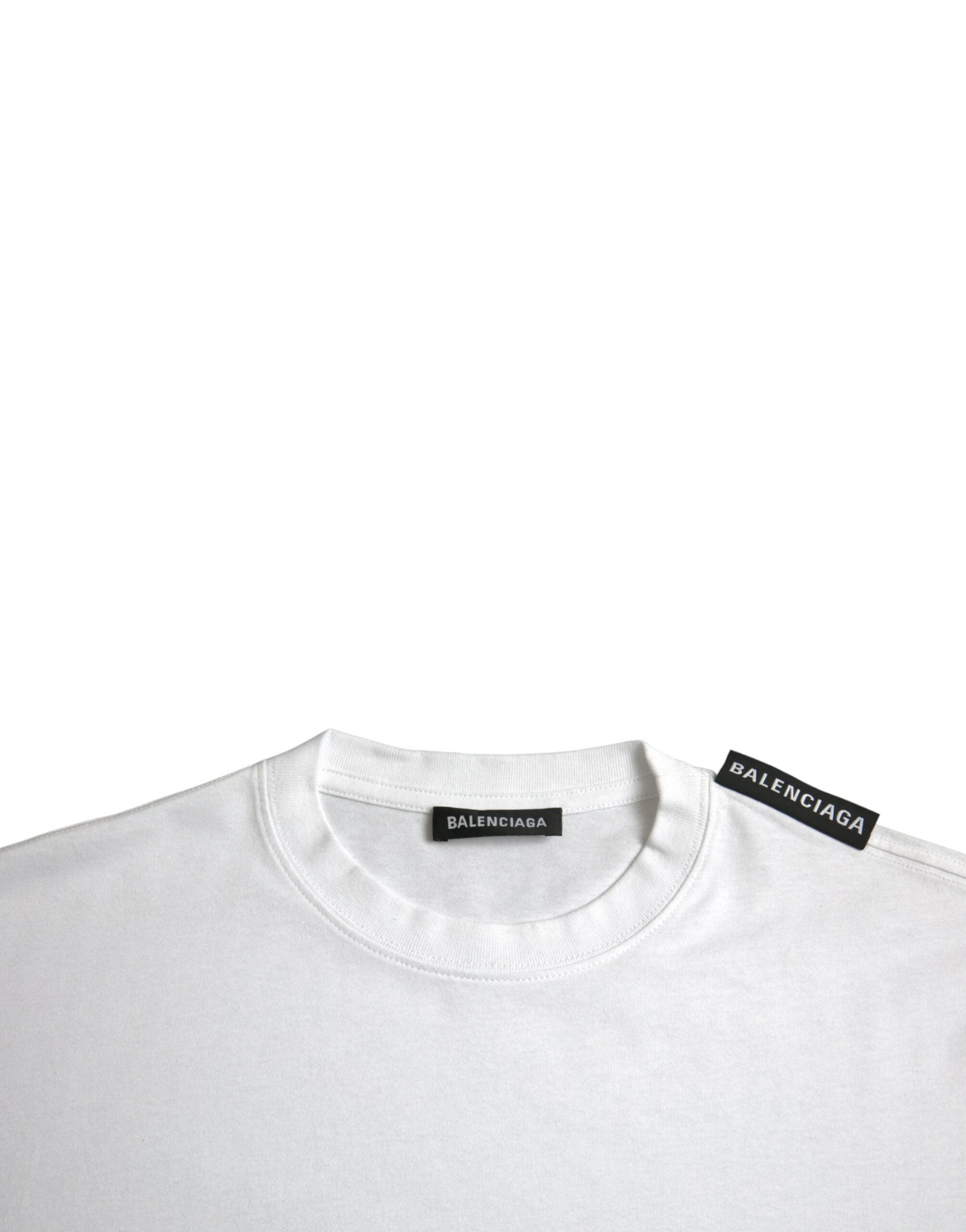 Μπλουζάκι Balenciaga Off White Cotton Jersey με στρογγυλή λαιμόκοψη