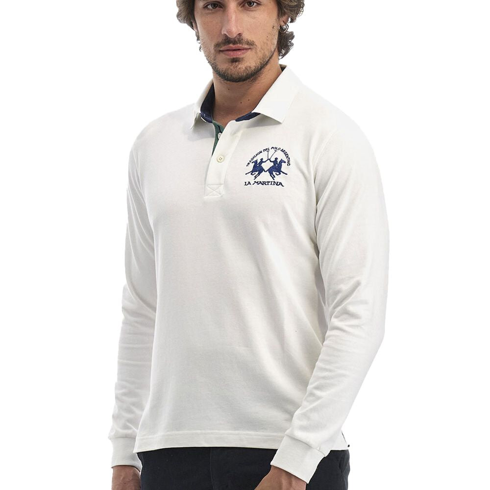 La Martina White Cotton Polo Shirt