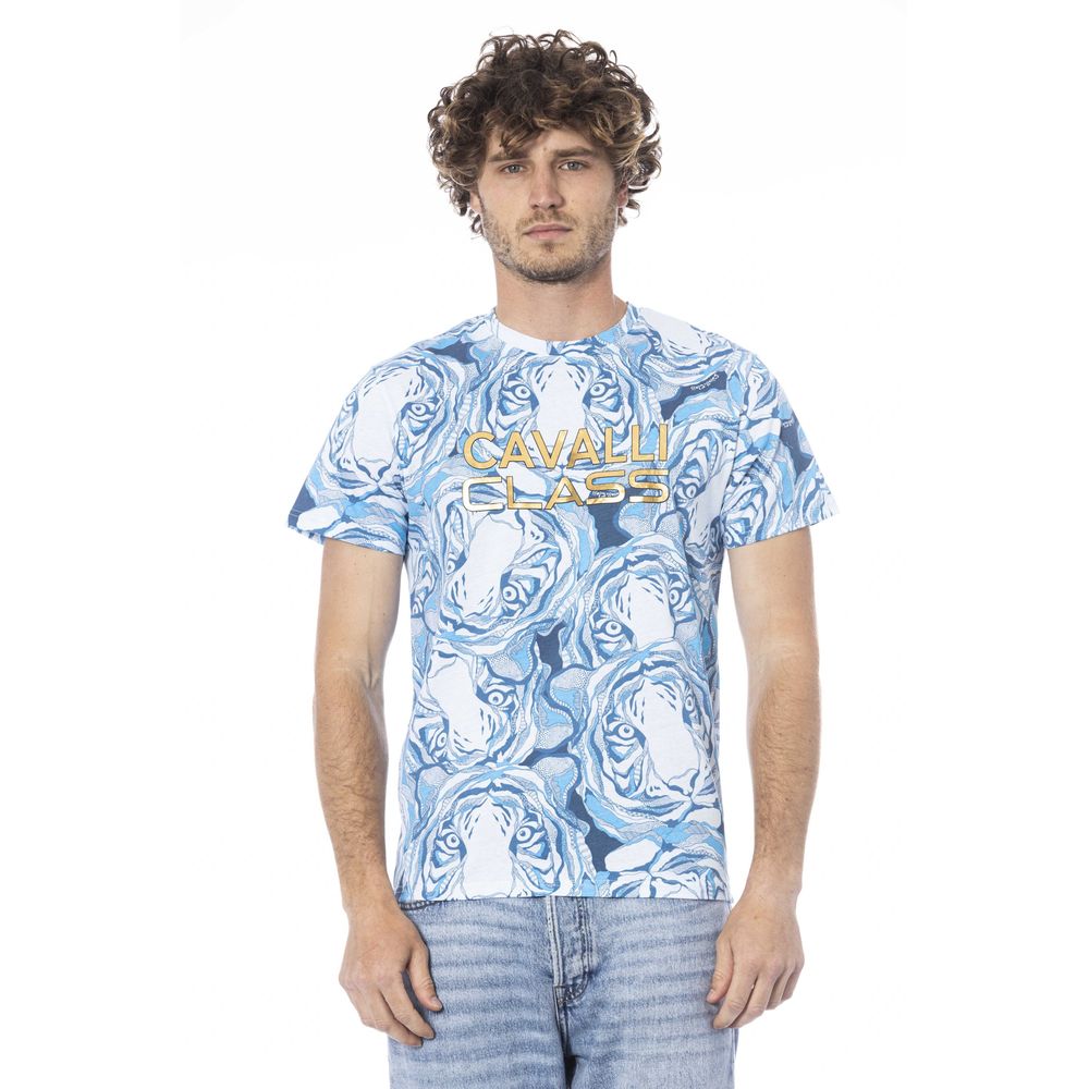 Βαμβακερό μπλουζάκι Cavalli Class Light Blue