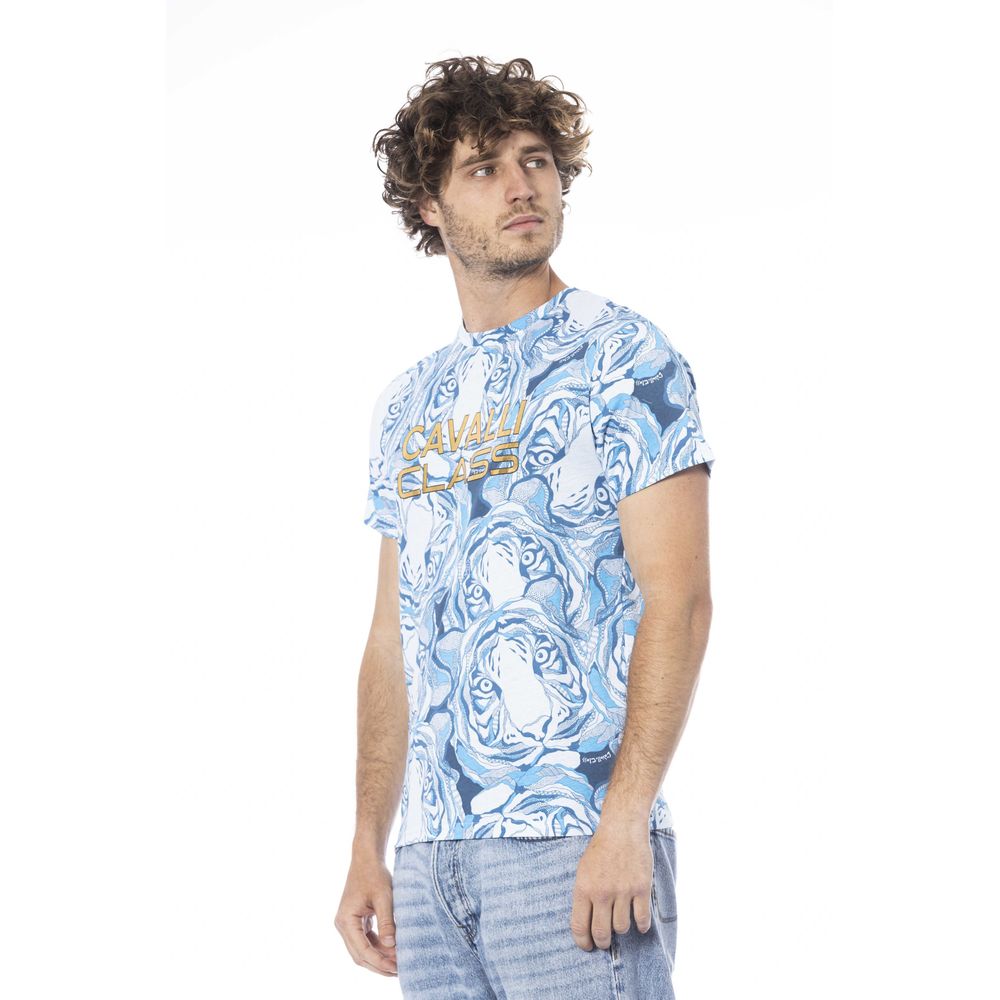 Βαμβακερό μπλουζάκι Cavalli Class Light Blue