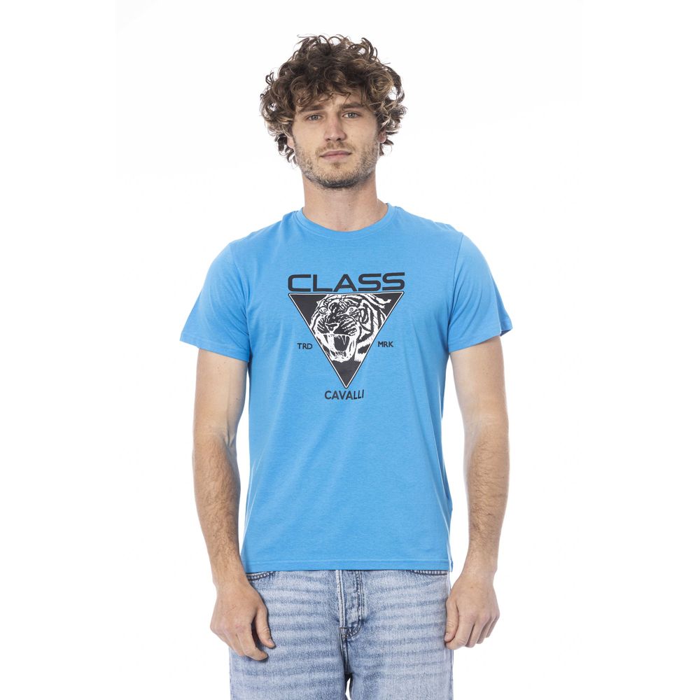 Βαμβακερό μπλουζάκι Cavalli Class Light Blue