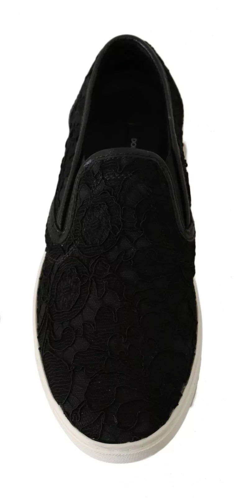 Επίπεδα πάνινα παπούτσια με λογότυπο Dolce &amp; Gabbana Black Lace Leather