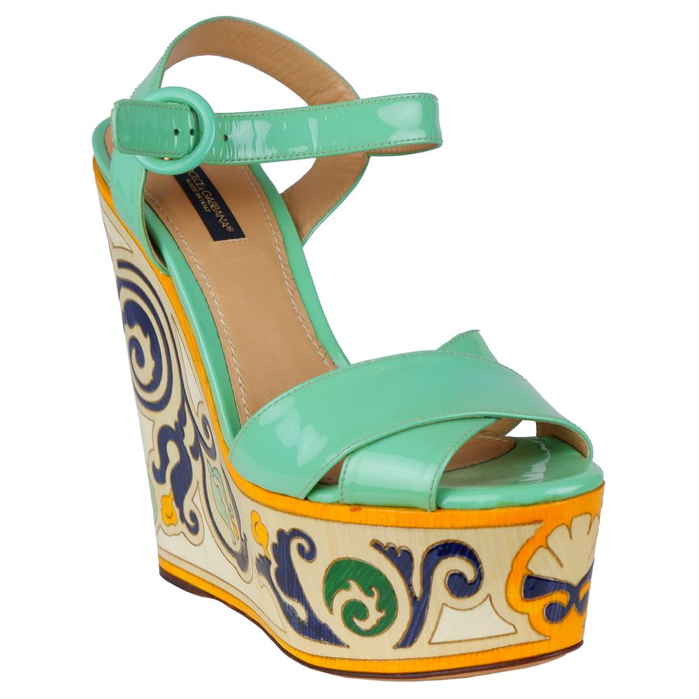 Σανδάλι Dolce &amp; Gabbana Green Leather Di Calfskin