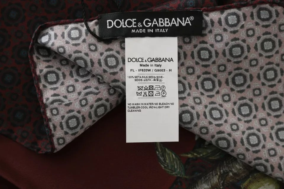 Γυναικείο κασκόλ Dolce &amp; Gabbana Bordeaux 100% Silk Floral Wrap