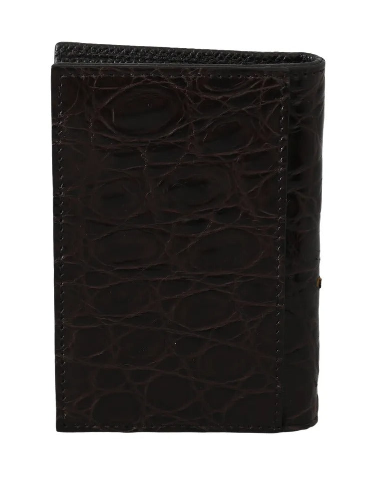 Πορτοφόλι με κάλυμμα θήκης Dolce &amp; Gabbana Brown 100% Caiman Mens Cardholder Case