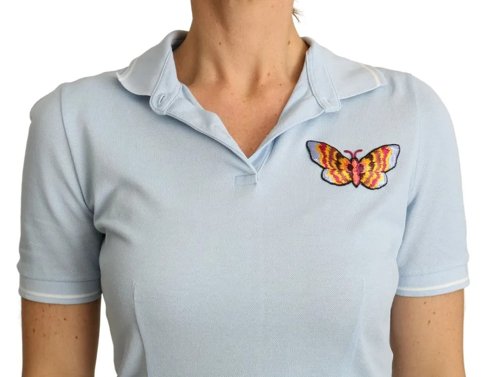 Μπλουζάκι Dolce &amp; Gabbana Blue Butterfly Polo Βαμβακερό μπλουζάκι