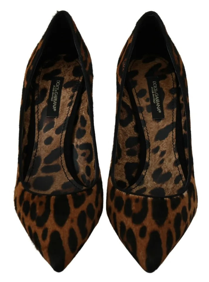 Παπούτσια Dolce &amp; Gabbana Brown Leopard Pony Hair Heels Pumps