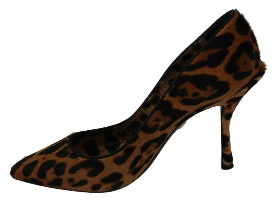 Παπούτσια Dolce &amp; Gabbana Brown Leopard Pony Hair Heels Pumps