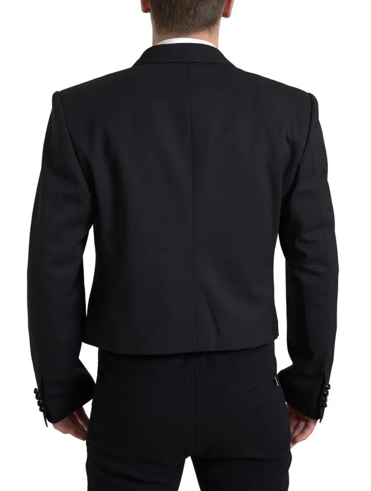 Dolce & Gabbana Black Double Breasted Cropped Blazer SICILIA