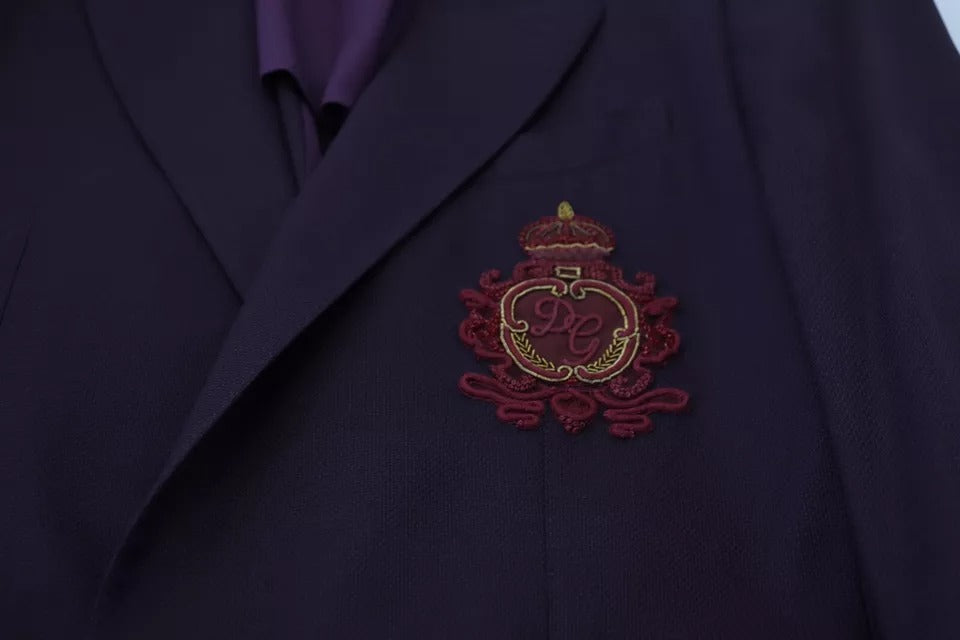 Dolce &amp; Gabbana Purple Logo Μάλλινο σακάκι με μονό στήθος