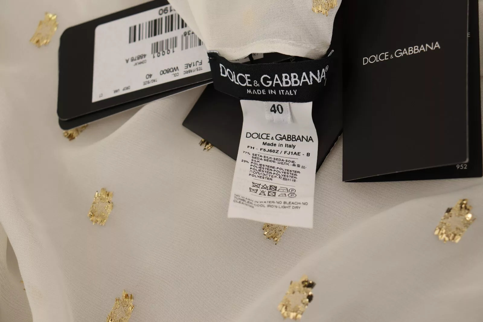 Μπλούζα Dolce &amp; Gabbana Off White Silk Blend Ascot Collar Μπλούζα