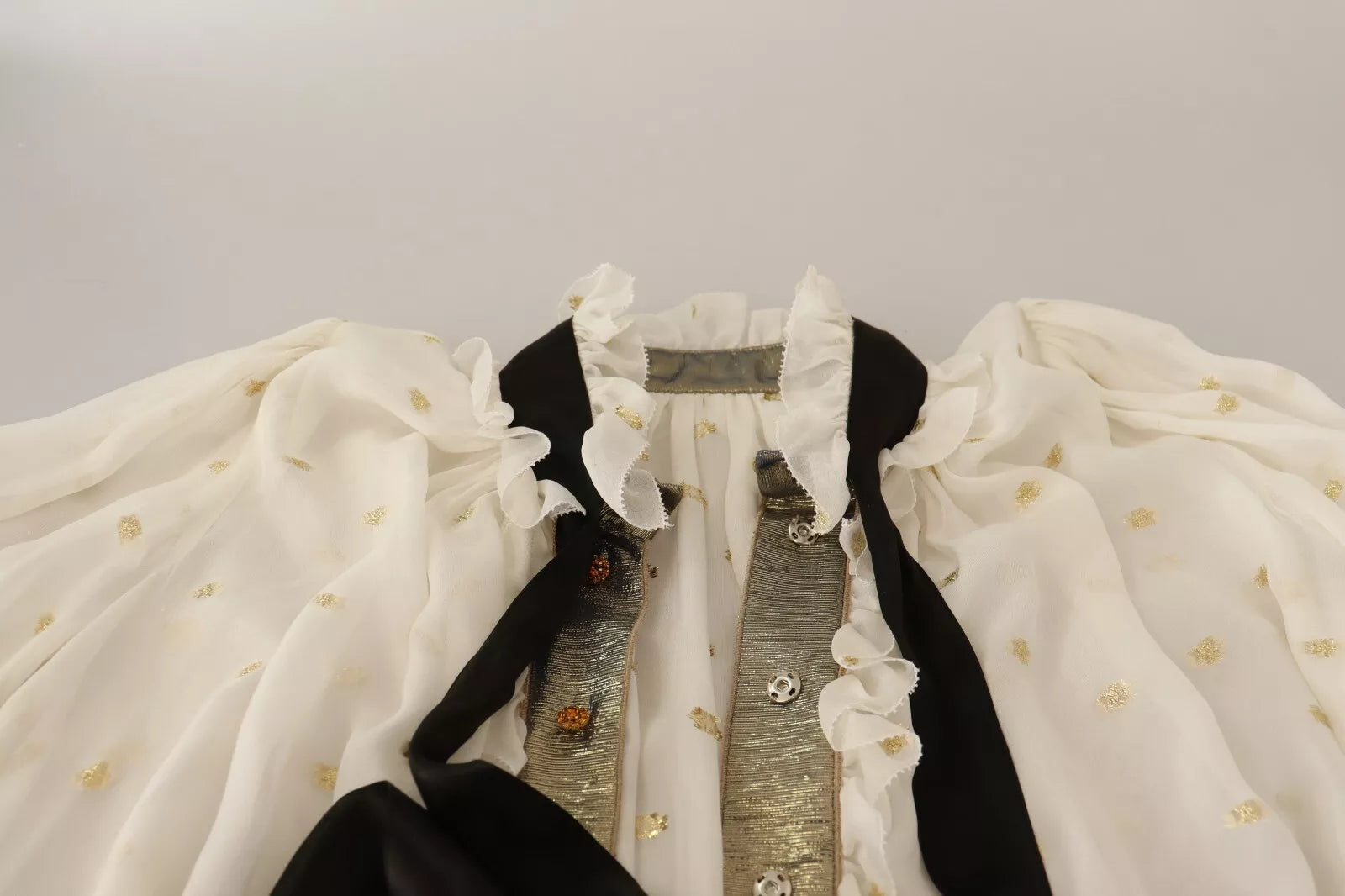 Μπλούζα Dolce &amp; Gabbana Off White Silk Blend Ascot Collar Μπλούζα