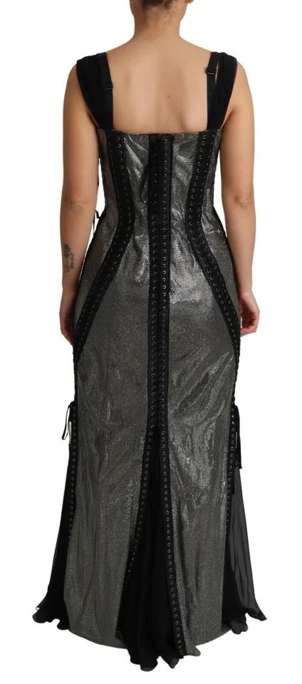 Φόρεμα Dolce &amp; Gabbana Black Crystals Lace Up Runway Gown