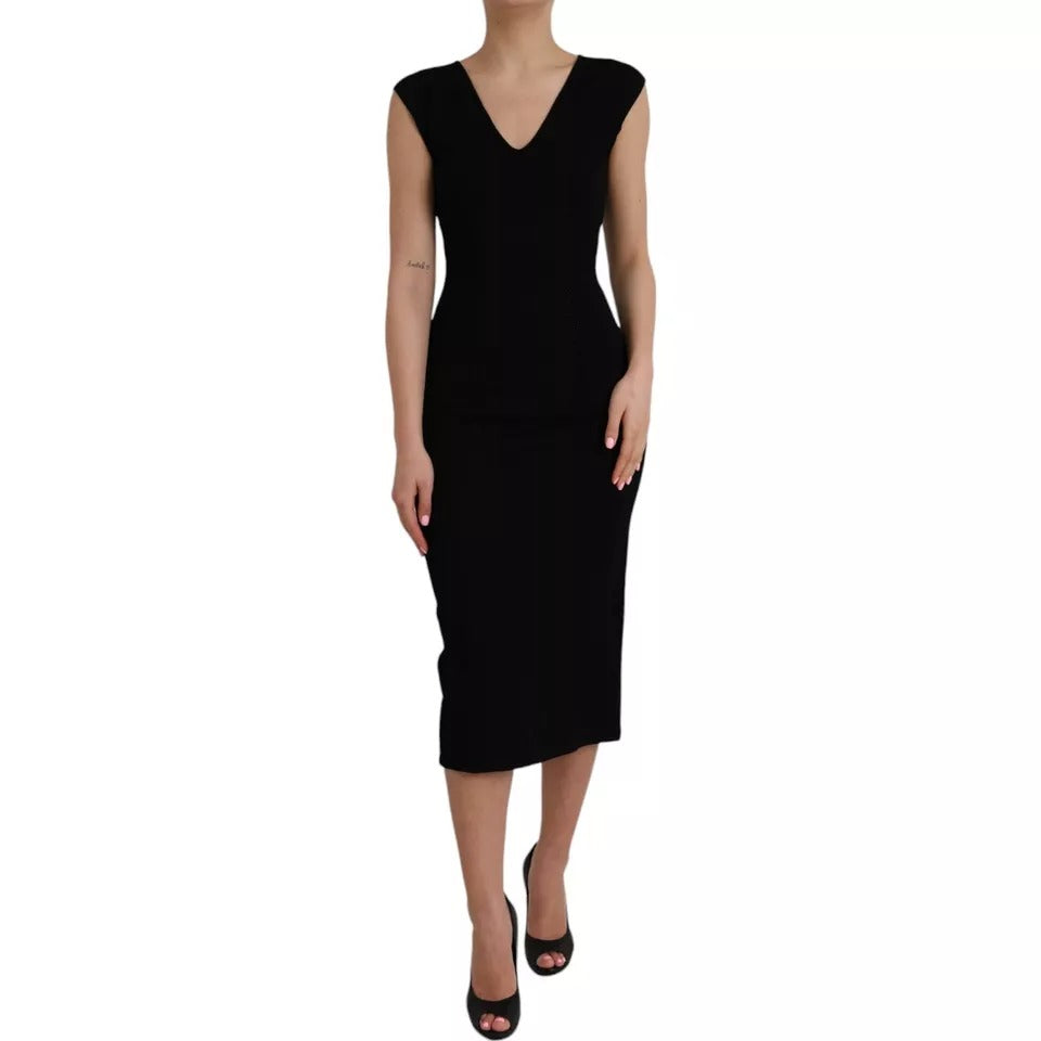 Φόρεμα Dolce &amp; Gabbana Μαύρο Viscose Αμάνικο Bodycon Midi φόρεμα