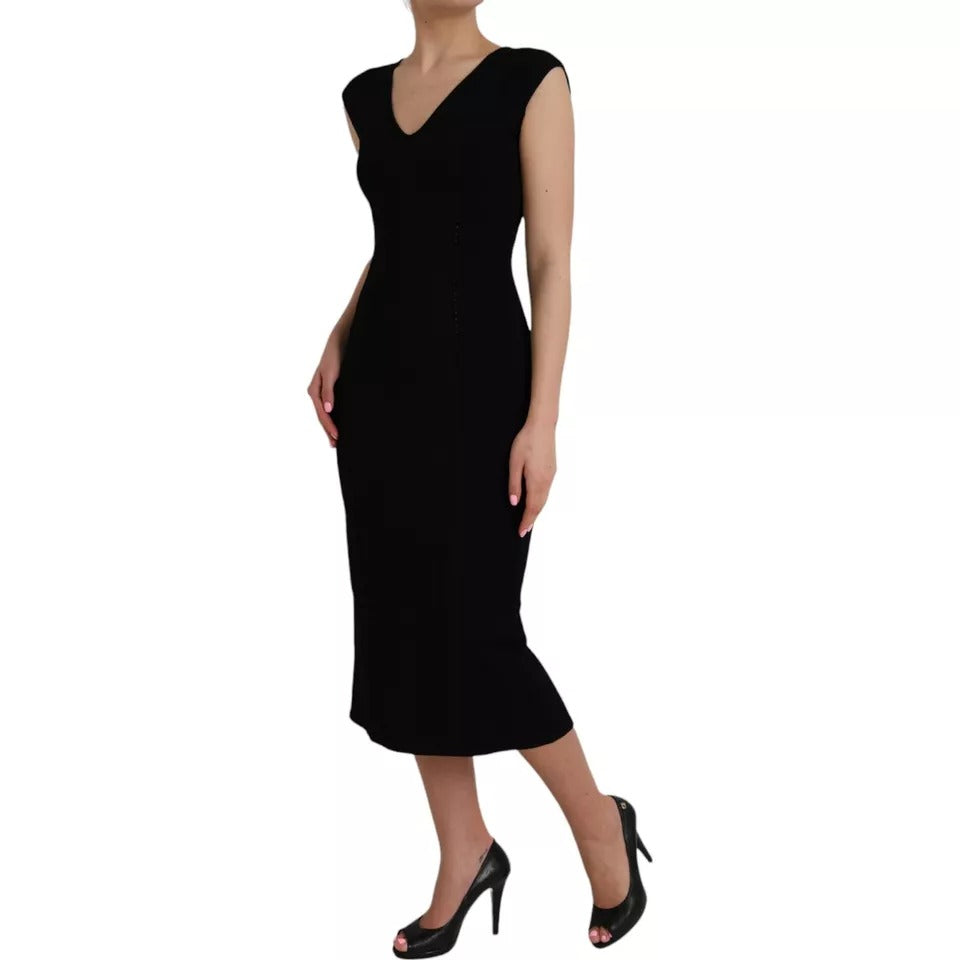 Φόρεμα Dolce &amp; Gabbana Μαύρο Viscose Αμάνικο Bodycon Midi φόρεμα