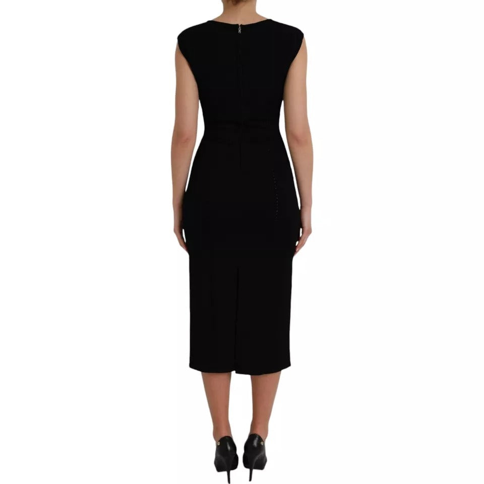 Φόρεμα Dolce &amp; Gabbana Μαύρο Viscose Αμάνικο Bodycon Midi φόρεμα