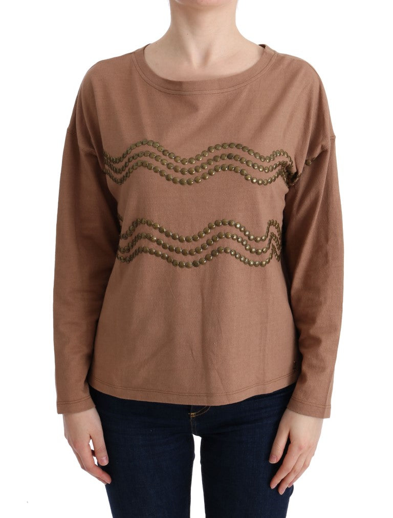 Βαμβακερό πουλόβερ John Galliano Chic Brown Crewnneck