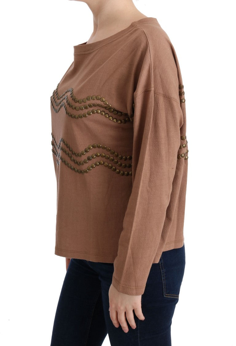 Βαμβακερό πουλόβερ John Galliano Chic Brown Crewnneck