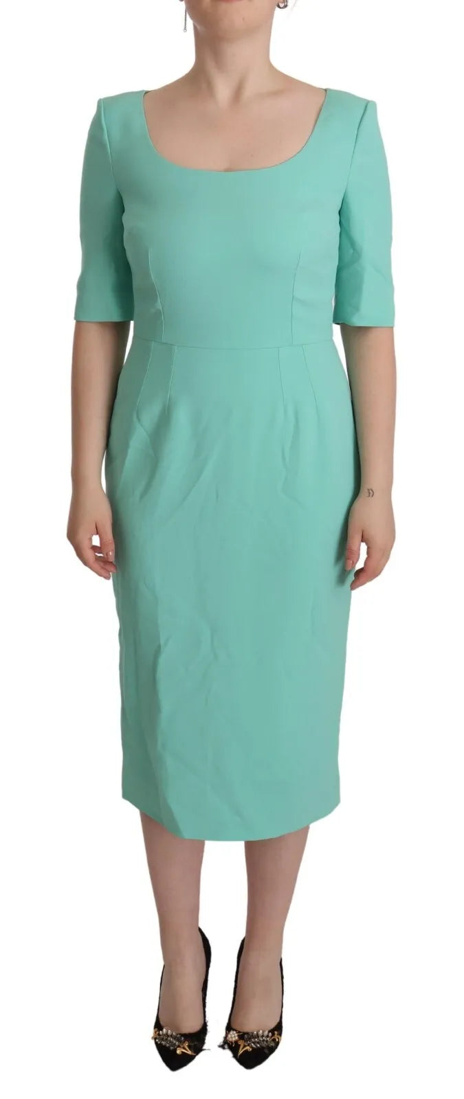 Μίντι φόρεμα με τετράγωνο λαιμόκοψη Dolce &amp; Gabbana Mint Green Sheath