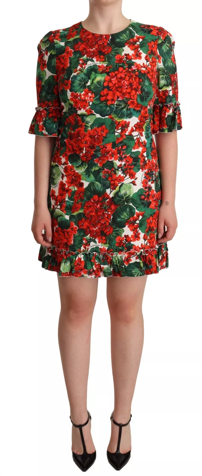 Φόρεμα Dolce &amp; Gabbana Red Green Portofino-Print Poplin Midi