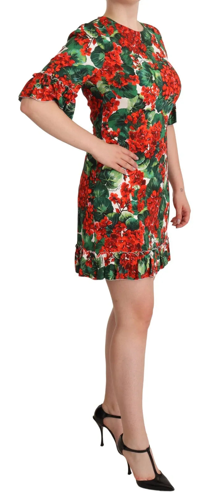 Φόρεμα Dolce &amp; Gabbana Red Green Portofino-Print Poplin Midi