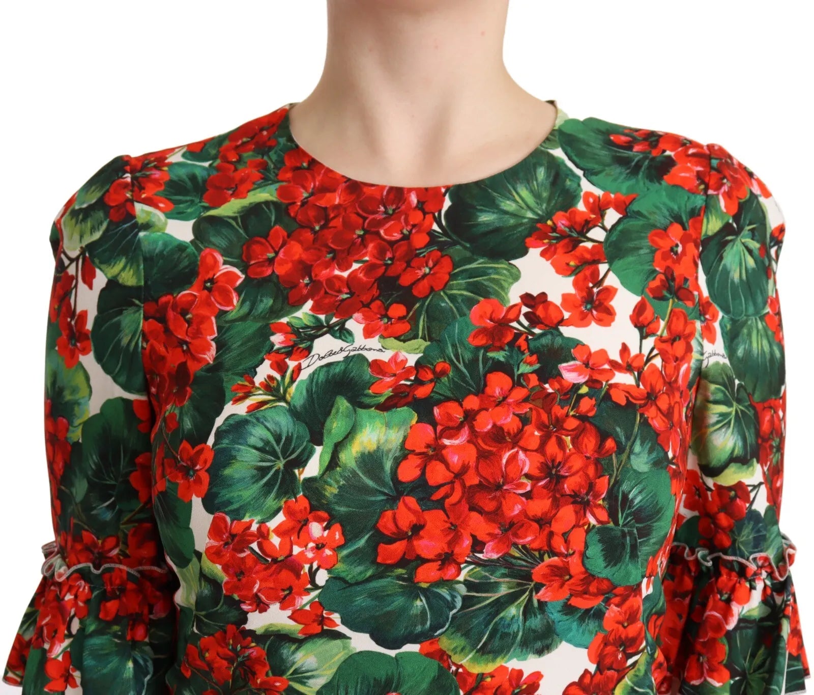 Φόρεμα Dolce &amp; Gabbana Red Green Portofino-Print Poplin Midi