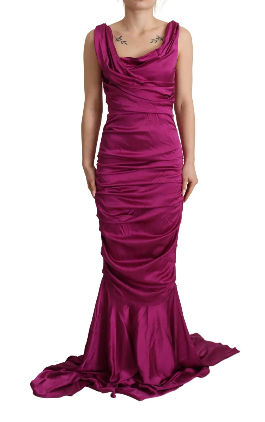 Φόρεμα με θήκη Dolce &amp; Gabbana Mermaid Fuchsia Silk Stretch Gown