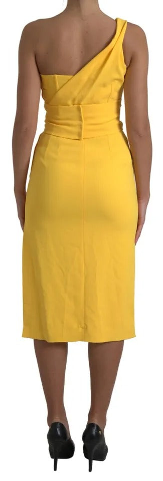 Φόρεμα Dolce &amp; Gabbana Yellow One Shoulder Slit Midi