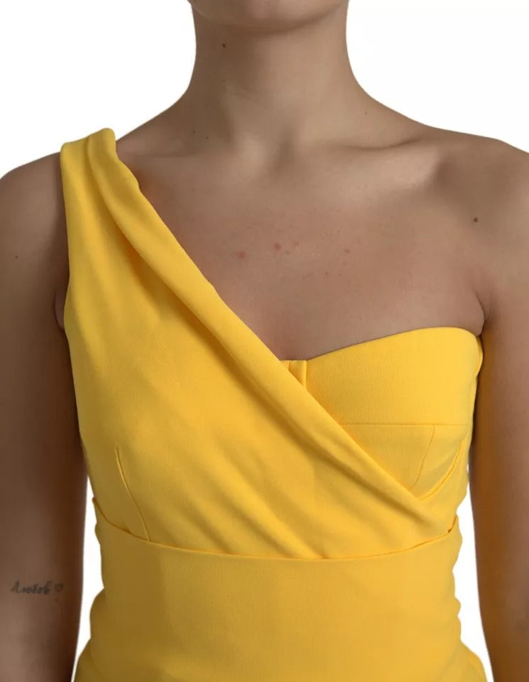 Φόρεμα Dolce &amp; Gabbana Yellow One Shoulder Slit Midi