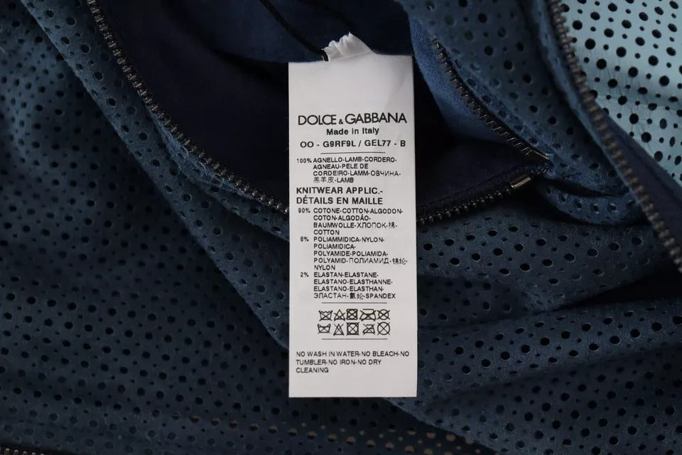 Μπουφάν Dolce &amp; Gabbana Μπλε Δερμάτινο διάτρητο με φερμουάρ