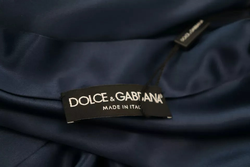 Μπουφάν Dolce &amp; Gabbana Μπλε Σατέν Μεταξωτή Ζώνη Ρόμπα