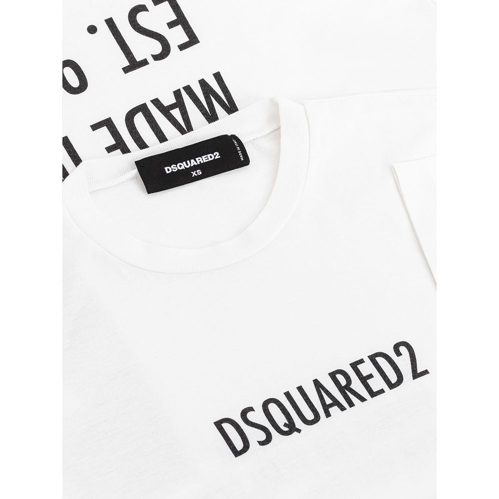 Κομψή λευκή βαμβακερή μπλούζα Dsquared² για κομψές γυναίκες