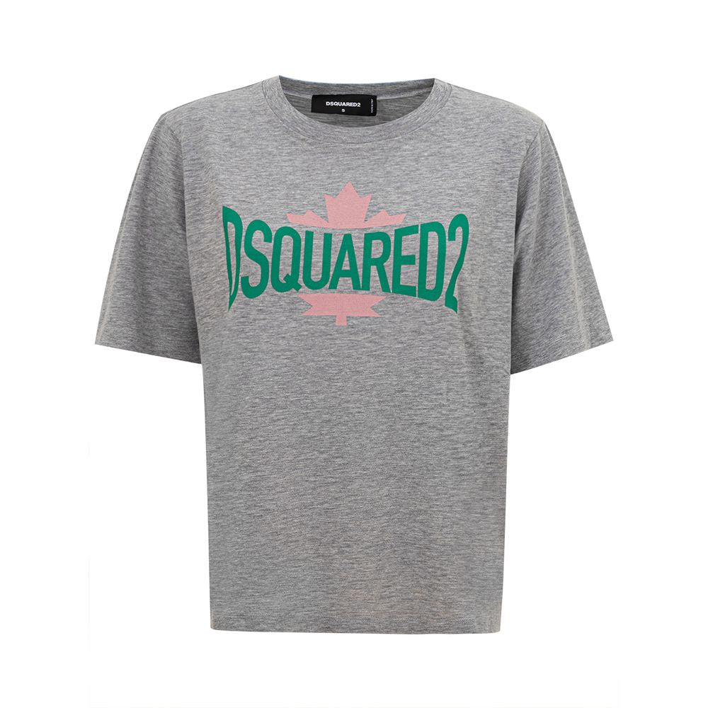 Dsquared² Κομψό γκρι βαμβακερό μπλουζάκι για τη σύγχρονη γυναίκα