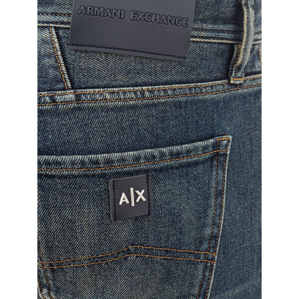 Armani Exchange ανυψωμένο μπλε βαμβακερό τζιν