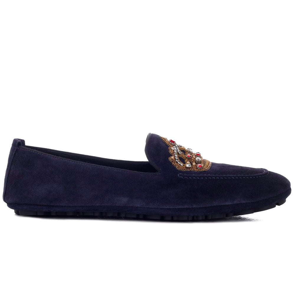 Dolce &amp; Gabbana Blue Leather Di Calfskin Loafer